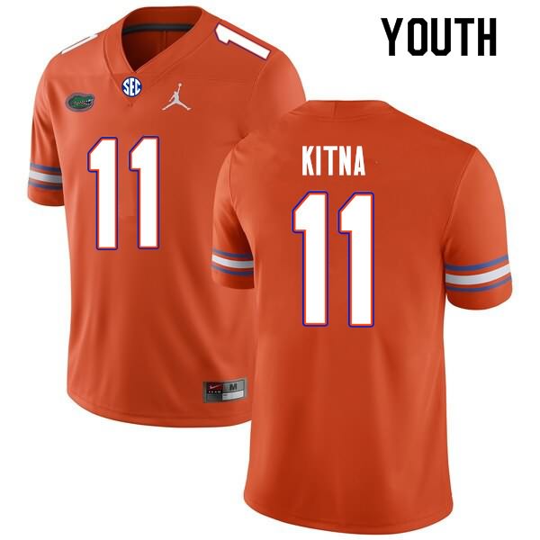 NCAA Florida Gators Jalen Kitna Youth #11 Nike Orange Stitched Authentic College Football Jersey HUZ5864KF